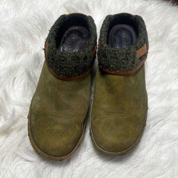Merrell Luxe Knit Olive Slip On Mules Clogs Women's 7.5 - Picture 6 of 11